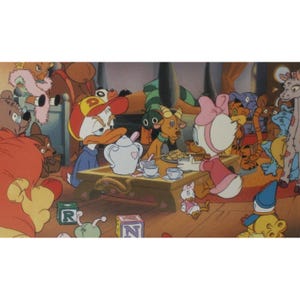 1990 DUCK TALES: Der Schatz Der Verlorenen Lampen-Lobbykarte - Originaler spanischer Vintage-Artikel - 13,5 "x 9,75" (34 x 24,5 cm.) - McQuack # 8