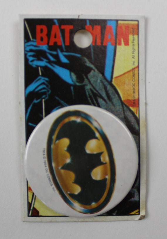 1989 Batman Movie BATMAN LOGO Badge - Original Sp… - image 1
