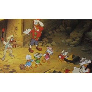 1990 DUCK TALES: Der Schatz Der Verlorenen Lampen-Lobbykarte - Originaler spanischer Vintage-Artikel - 13,5 "x 9,75" (34 x 24,5 cm.) - McQuack # 4