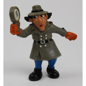 Lata 80. INSPEKTOR GADŻET 3" Figurka z PVC Hiszpania Vintage 7,5 cm Szkło powiększające P & M