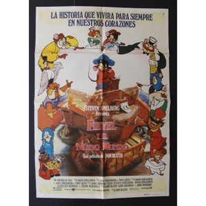 1987 AN AMERICAN TAIL Poster originale d'epoca Spagna Don Bluth 39,25" x 27,25" (100 x 69,5 cm.)