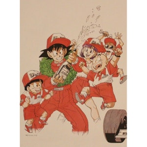 1996 Dragon Ball DOUBLE-SIDED MINIPOSTER 2 Posters in 1 - 10&quot; x 7&quot; ( 25.5 x 18 cm. ) Son Goku, Krillin, Bulma - Formula 1 Racing - #59