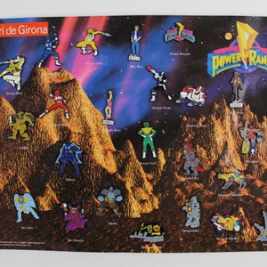1995 FULL Set of 28 POWER RANGERS Lapel Pins - Newspaper Promotion - Very Hard To Find - Diari de Girona - 29.5 x 21 cm. (11.6&quot; x 8.25&quot;)