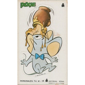 1985 PIXIE & DIXIE Sticker Spanish Vintage Item 13.5 x 8 cm (5.25&quot; x 3.2&quot;) VHTF!