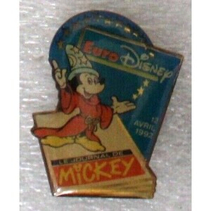 1992 MICKEY MOUSE EURODISNEY Anstecknadel 1,1 "x 0,8" (2,75 x 2 cm.) Walt Disney Vintage-Artikel schwer zu finden