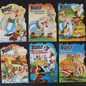 1981 Ensemble complet des CONTES D'ASTERIX (6 livres) - Nouveau stock ancien espagnol vintage par Fher - 23,5 x 17 cm. (9,25 x 6,7 pouces) Chaque livre - VHTF !