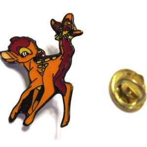 1990s BAMBI Lapel Pin 2 x 3 cm. (0.8&quot; x 1.2&quot;) Walt Disney Vintage VHTF