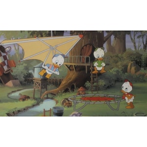 1990 DUCK TALES: Der Schatz Der Verlorenen Lampen-Lobbykarte - Originaler spanischer Vintage-Artikel - 13,5 "x 9,75" (34 x 24,5 cm.) - McQuack # 6