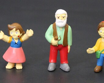 1980s Five HEIDI PVC Figures (FULL Set) by Heimo / Majora - Super Rare! - 6 to 2 cm. ( 2.4" to 0.8" ) Depending On The Character