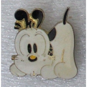 1990's LITTLE BOB DOG / Bobdog Cartoon Lapel Pin 2.5 x 2.25 cm (1" x 0.9") White Dog Very Hard To Find