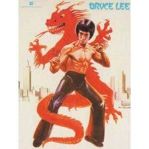 Cartão postal BRUCE LEE dos anos 1990 - The Way Of The Dragon Capa em espanhol 15 x 10,5 cm. ( 6" x 4,1")