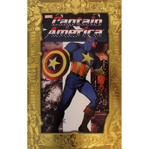 Mini-póster CAPITÁN AMÉRICA 2002 Original 10" x 6,5" (25 x 16,5 cm.) Cartón Toy Biz Marvel Comics