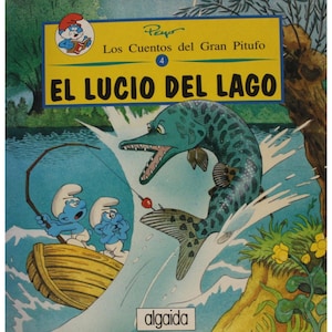 1992 The LAKE SMURFEN-boek met zachte kaft, 22 x 22 cm (22 x 22 cm) Spaans vintage item - moeilijk te vinden!