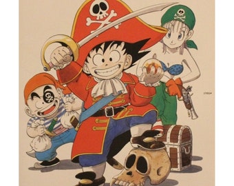 1996 Dragon Ball DOUBLE-SIDED MINIPOSTER 2 Posters in 1 - 10" x 7" ( 25.5 x 18 cm. ) Son Goku, Bulma, Krillin #18