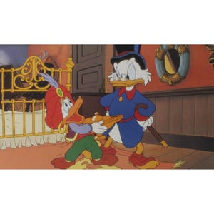 1990 DUCK TALES: Der Schatz Der Verlorenen Lampen-Lobbykarte - Originaler spanischer Vintage-Artikel - 13,5 "x 9,75" (34 x 24,5 cm.) - McQuack # 10