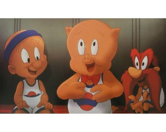 Tarjeta de presentación de la película Space Jam de 1996 - 34 x 24 cm - Michael Jordan, Murray, DeVito - Artículo vintage original español n.° 12