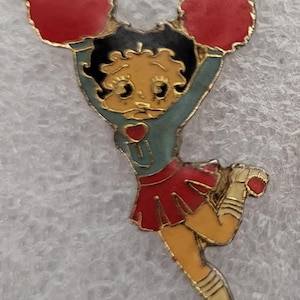 1980s BETTY BOOP CHEERLEADER Lapel Pin 1.7" x 1" (4.5 x 2.5 cm.) M Fleischer Rare