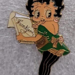 1980s BETTY BOOP Green Dress Lapel Pin 1.5" x 1" (3.7 x 2.5 cm.) Max Fleischer Rare