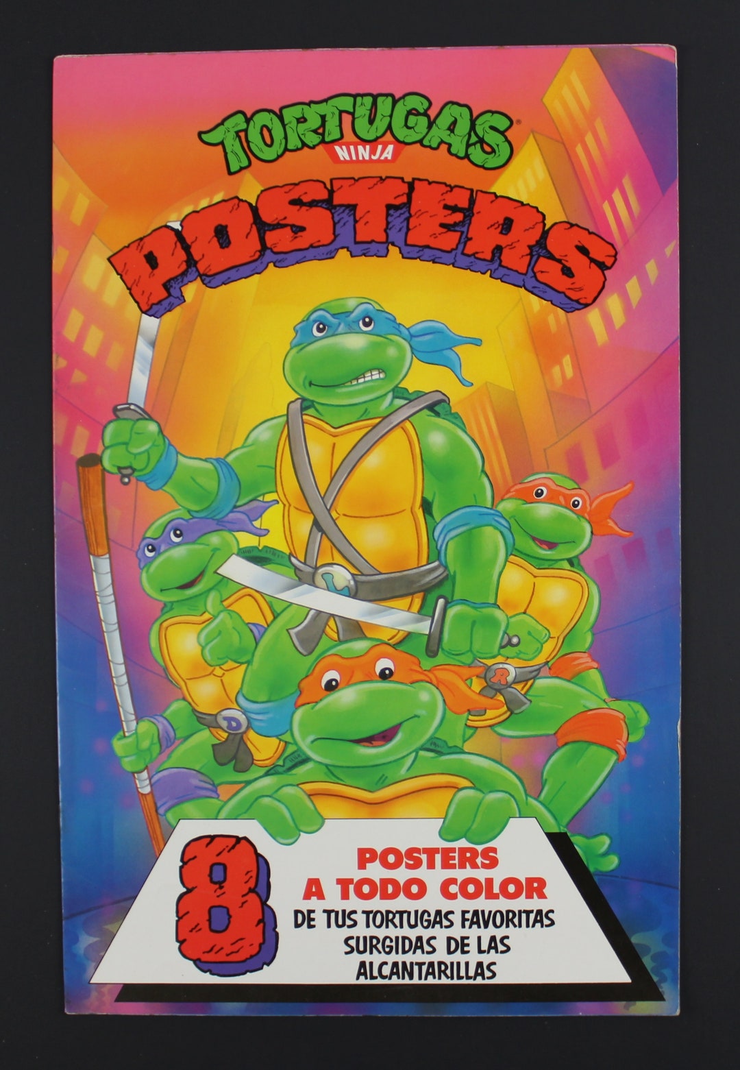 1990 年 TMNT 漫画ポスターブック スペイン製 ビンテージ ニンジャ