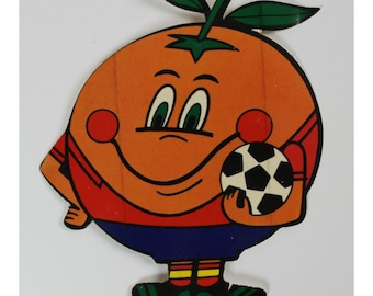 Pegatina NARANJITO 1982 (11 x 10 cm), mascota del Mundial de Fútbol de España - Artículo vintage original