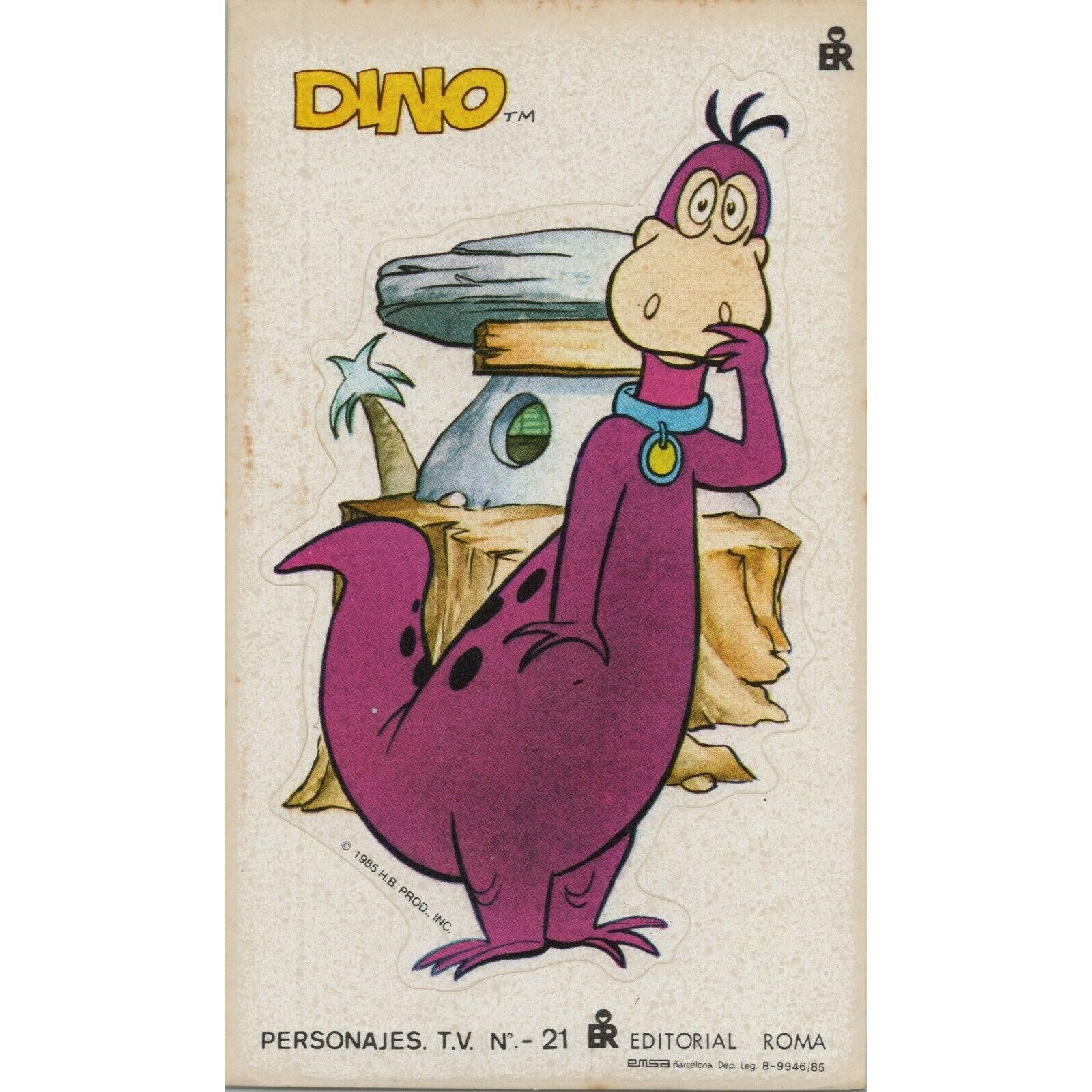 1985 DINO Sticker The Flintstones Spanish Vintage Item 13.5 x 8 cm (5.25" x 3.2)