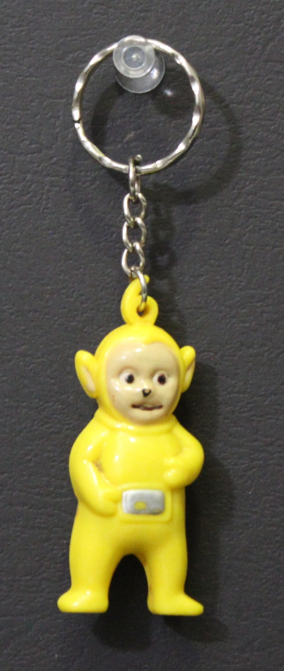 1990s TELETUBBIES LAA-LAA Keychain - Hard Plastic 