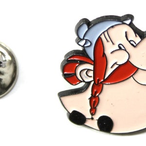 1990s Asterix OBELIX & MENHIR Vintage Lapel Pin - 4 x 2.5 cm. ( 1.6&quot; x 1&quot; ) - Goscinny, Uderzo