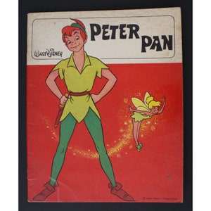 1972 PETER PAN Book Soft Cover Spanish Vintage Walt Disney 26.5 x 21.5 cm. (10.5&quot; x 8.5&quot;) - Fair to Good Condition