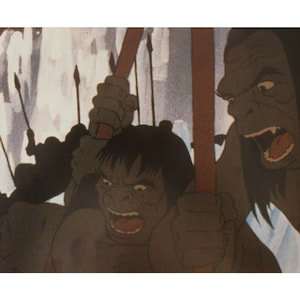 Tarjeta de vestíbulo de FIRE AND ICE de 1983, 34 x 23,5 cm (13,5" x 9,25"), película animada de Ralph Bakshi, artículo vintage original de España n.º 3