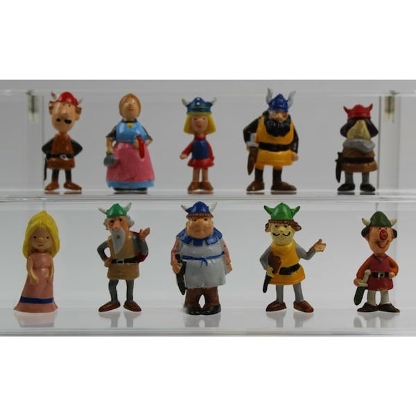 1974 VICKY the VIKING 10 PVC Figures 1.75" (4.5 cm.) by Heimo Very Hard To Find!!! Wickie Vickie