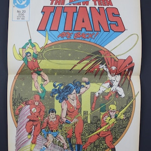1989 ORIGINAL TEEN TITANS Poster Spanish Vintage George Perez 13.25&quot; x 10&quot; (33.5 x 25.5 cm.) D C Comics
