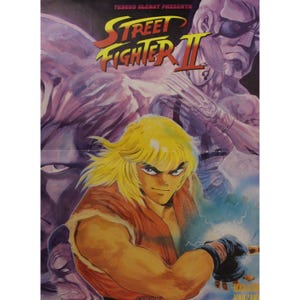 1995 STREET FIGHTER II Poster 13&quot; x 10.25&quot; (33 x 26 cm.) Spanish Vintage Capcom Video Game Animated Series Manga Anime