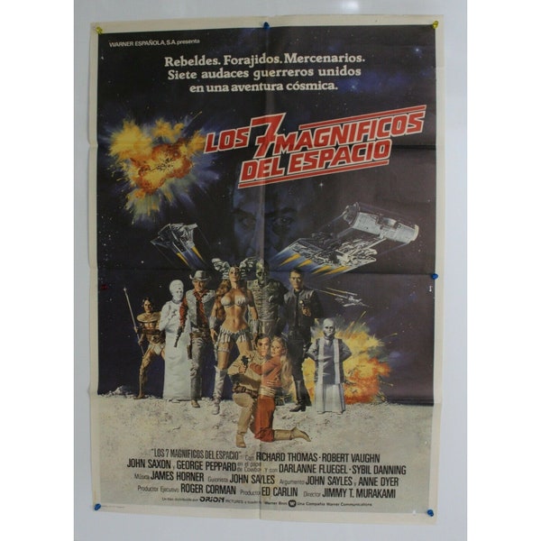 1980 BATTLE BEYOND The STARS Movie Poster Richard Thomas, Robert Vaughn Spanish Theater Original Vintage Item 100 x 70 cm. (39.25" x 27.5")