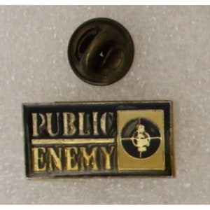 1980s PUBLIC ENEMY Lapel Pin 1" x 0.5" (2.5 x 1.25 cm.) Chuck D, Flavor Flav
