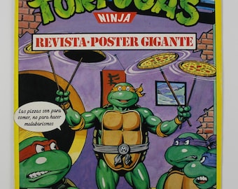 Póster gigante de Donatelo de 1991, 84 x 59 cm (33 x 23,25 pulgadas) de las Tortugas Ninja Mutantes Adolescentes de España.