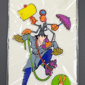 1983 INSPEKTOR GADŻET Arkusz naklejek Puffy Stickers 8,25" x 3,5" (21 x 9 cm.) Hiszpania VHTF #2