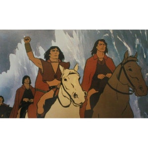Tarjeta de vestíbulo de FIRE AND ICE de 1983, 34 x 23,5 cm (13,5" x 9,25"), película animada de Ralph Bakshi, artículo vintage original de España n.º 5