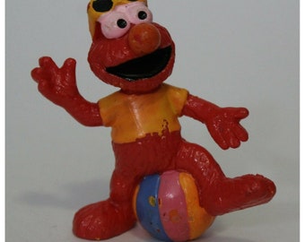 Figura de PVC de ELMO de Barrio Sésamo, década de 1990, 6,4 cm (2,5"), artículo de importación alemana de Bullyland.