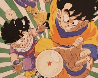 1996 Dragon Ball DOUBLE-SIDED MINIPOSTER 2 Posters in 1 - 10" x 7" (25.5 x 18 cm.) Son Goku #52
