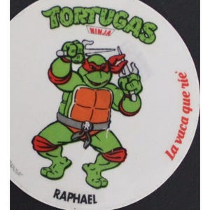1990 TMNT RAPHAEL-sticker 6 cm. (2,35") Vintage The Laughing Cow-promotie Spanje