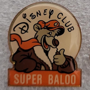 Super BALOO DISNEY CLUB reversspeld jaren 90 1" x 0,8" (2,5 x 2 cm.) TaleSpin - Zeldzaam geïmporteerd vintage item