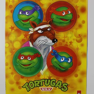 1991 TMNT Poster 16&quot;x 12&quot; (40 x 30 cm.) Mutant Ninja Turtles Spain Promo #3 READ Full Item Description