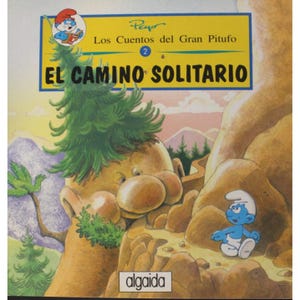 1992 The LONELY ROAD - SMURFS-boek met zachte kaft - 22 x 22 cm (22 x 22 cm) Spaans vintage item - moeilijk te vinden