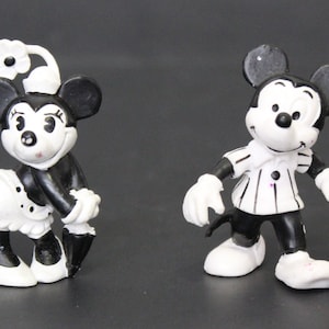 1984 2.25" MICKEY and 2.5" MINNIE MOUSE Vintage Pvc Figures (Black & White Variants) #2 by Bullyland - Walt Disney