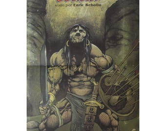 Plakat CONAN z 1998 r. autorstwa Enrica Rebollo, 13" x 10" (33 x 26 cm), przedmiot zabytkowy PRZECZYTAJ