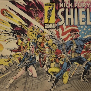 1988 NICK FURY Geheimagent von SHIELD Poster von Jim Steranko 10,5 &quot;x 14,5&quot; (26,5 x 37 cm) Spanischer Vintage-Artikel