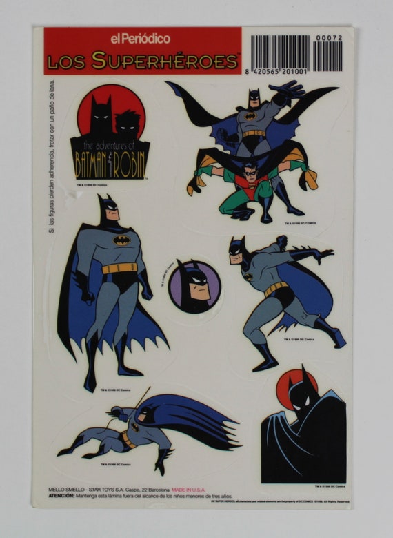 1996 BATMAN ANIMATED Sticker Sheet Vintage espagnol de haute - Etsy France