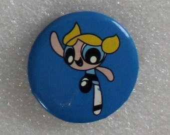 1999 The POWERPUFF GIRLS BUBBLES Mini-Badge 1" (2.5 cm.) Unstamped - Rare!