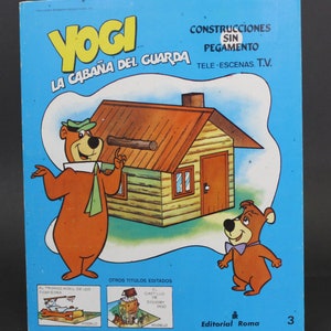 1985 YOGI BEAR Ranger CABIN - Spaans vintage boek 'Gebouwd zonder lijm' - 26 x 21 cm. (10,25 x 8,25 inch) - Hanna Barbera