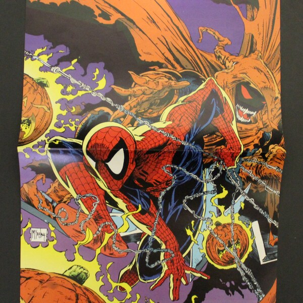 1991 SPIDERMAN Double-Sided MINI-POSTER (2 posters in 1) Todd McFarlane - Marvel Comics - 15.75" x 10.8” (40 x 27.5 cm.) #027